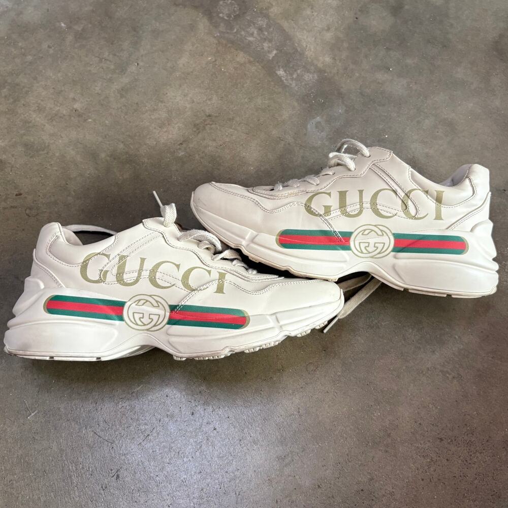 Authentic Gucci Rhyton Logo Sneakers Womens SZ 38 - US 7.5